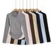 Women's Clothing New Ant Waist Slim Fit Long Sleeve Bottoming Shirt Zipper Design Arc Hem Irregular T Shirt Top_ecoleips.com