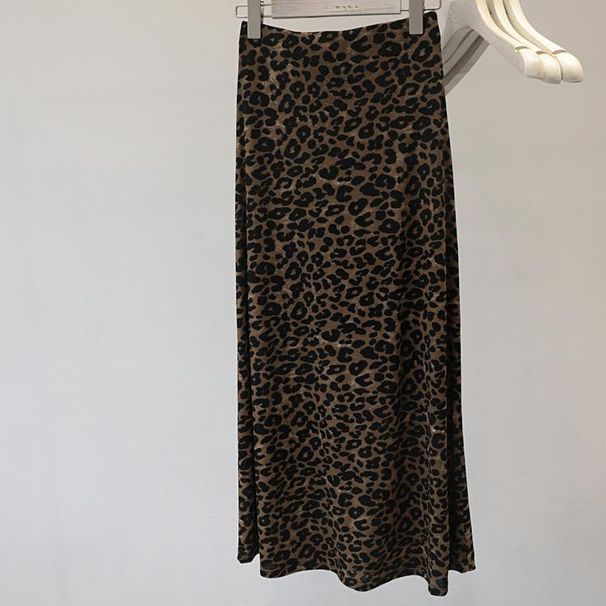 This Style Is Amazing: Mature Leopard Print Midi For Women, New Autumn Fashion, Stylish Elastic High Waist Long Skirt_ecoleips.com