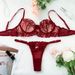 Aria Basics European American Women's Lingerie Set, Lace Embroidered High-end Underwire Bra And Triangle Panties, Sexy See-through_ecoleips.com