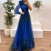 Off-Shoulder Chiffon Maxi – Gradient Print Dress For Berlin Gallery Nights & LA Rooftop Mixers NO BELT_ecoleips.com