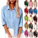 Aria Basics Aria Basics 24 European And American Cross-border Foreign Trade New Women's Shirt, Casual Solid Color Pocket Slit Button_ecoleips.com