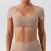 Women's Clothing New Yoga Wear Short Sleeved Women's Navel Baring Running Sports Tops Women's Quick Drying Naked Fitness Short Sleeved T Shirts_ecoleips.com