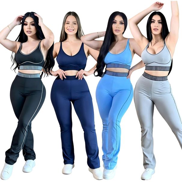 New Model Yoga Sleeveless Brand Logo Sports Tank Top With Chest Pads, High-Waisted Butt-Lifting And Tummy-Tightening Fitness Set_ecoleips.com