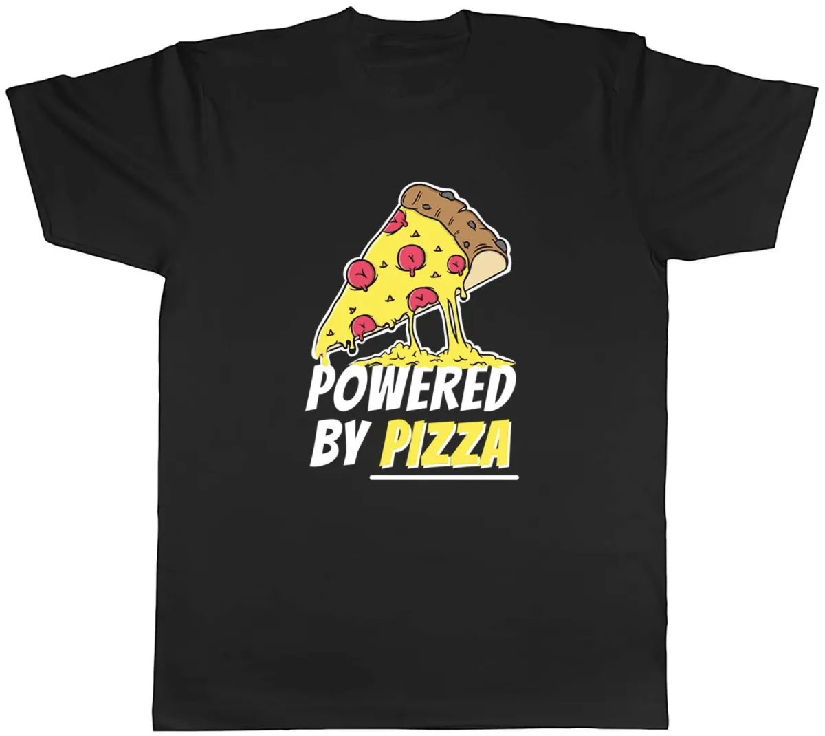 Women's T-Shirts Lover T-Shirt Mens Powered By Pizza Funny Unisex Tee Gift_ecoleips.com