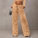 Glitter High-Waisted Straight Leg Pants With Drawstring - Stretchy Slim Fit Trousers For Women_ecoleips.com