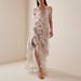 Talenza Ruffled Slit Dress Women's Sexy V Neck See Through Backless Halter Sling Long Dress Female Party Elegant Chiffon Dresses_ecoleips.com