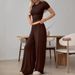 European And American Summer New Pink Milk Silk Short Sleeve Long Pants Pajama Set Cross-Border Wholesale Women's_ecoleips.com