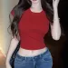 Fashion Women T-shirt Short Sleeve O Neck Solid Slim Fit Ladies Crop Top Butterfly Hollow Backless For Casual Tops Summer 2024_ecoleips.com