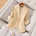 Spring Summer V Neck Cardigan Suit for Women Professional Casual Workwear Temperament Host Blazer_ecoleips.com