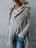 Women's Clothing Soft Ribbed Knit Cardigan With Fringe Detail – Oversized Open Front Sweater For Women, Casual Long Sleeve Wrap Coat In Heather Gray_ecoleips.com