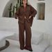 Women's Clothing Casual Khaki Cotton And Linen Breathable Long Sleeve Pants Two Piece Set Autumn Loose Street Style Suit For Women_ecoleips.com