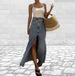 Asymmetrical Waistband Elegant And Intellectual Women's Denim Midi Skirt_ecoleips.com