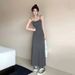 2025 Summer Spicy Girl Elastic Strap Women Sleeveless Off-Shoulder Waist Slimming One-Shoulder Base Long Dress_ecoleips.com