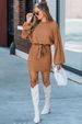 New Fashion Women's Clothing Belt Long-sleeved Knitted Pit Strip Dress Bubble Sleeve Casual Dress_ecoleips.com