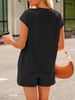 K New Women's V-neck Short Sleeved Shorts Fashion Casual Two-piece Set_ecoleips.com