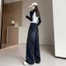 Black Women's Jeans, New Spring Style, Plus Size, High-waisted, Loose Straight-leg Pants, Slimming, Elastic Waist,_ecoleips.com