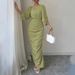 Women's Clothing Temperament Slim Fit Pleated Solid Color Dress_ecoleips.com