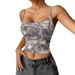 Cross-border French-sty Tank Top For Women, New Summer Women's Clothing, Sweet Printed Strapss Vintage_ecoleips.com