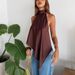 Women's Winter Sexy Halter Neck Backless Top, Loose Fit Casual Cami For Layering Relaxed & Flowy Silhouette_ecoleips.com