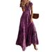 European And American Cross-Border Bohemian Style 2023 New Long Waist-Cinching Floral Print Flared Dress_ecoleips.com