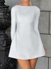 Women Elegant Style Solid Color Long Sleeve Short Mini Dress Casual Daily Party Wear_ecoleips.com