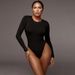 American Style Niche Hot Girl Basic Tight-Fitting Long-Sleeve Bodysuit_ecoleips.com