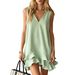 2026 European And American Cross-border Summer New Product Comfortable Casual V-neck Sleevel Ruffle Women's_ecoleips.com