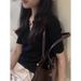 2026 New Black V-neck Short-sleeved Polo Shirt Women's Summer Slim-fitting And Thin Shoulder T-shirt High-end Half-sleeved Top_ecoleips.com