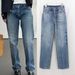 CE Straight-leg Jeans For Women, Blue, High-waisted, Loose, Slimming, Casual, Wide-leg, European And American Style, New_ecoleips.com