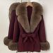 Luxury Double-Faced Wool Coat With Fox Fur Collar – Mid-Length Winter Blazer Style Coat For Women (70% Wool Blend, Detachable Belt)_ecoleips.com