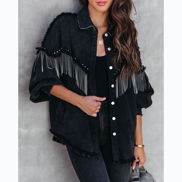 Women's Heavy Duty Style Chain Studded Single Breasted Coat_ecoleips.com