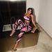 D9739 Women's Fashion Sexy Color Block Print Top Vest Pants Set_ecoleips.com