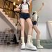 2025s Summer Plus Size Fat MM Denim Shorts For Women, Ultra Low Waist, Cropped, Stretchy, Slim Fit, Hip-Hugging, Millennial_ecoleips.com