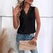 Women's V Neck Patchwork Hollowed Out Lace Vest T-Shirt Summer New Style Top_ecoleips.com