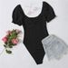 Women's Slim Fit Ruffled Trim Solid Color Bodysuit Fashionable European American Style Niche Design Wholesale_ecoleips.com