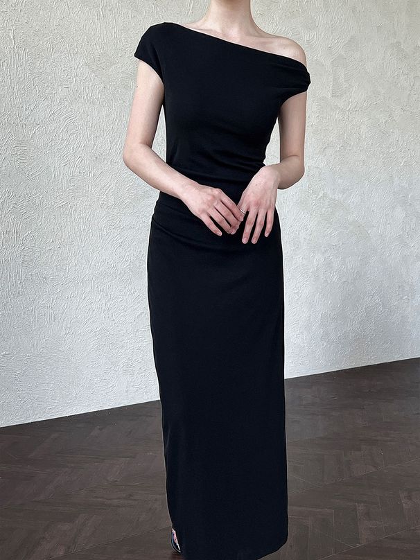 Luxi French Style Asymmetrical Waist Cinching Long Dress Elegant Slimming Summer Style Sleeveless Ankle-Length Casual Dress for Women_ecoleips.com