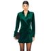 Women's Velvet Blazer Dress Set – Elegant Loose Fit Suit Dress With Jacket & Skirt (Black/Dark Green/Burgundy)_ecoleips.com