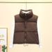 Women's Sleeveless Quilted Vest - Short Padded Jacket For Autumn & Winter, Lightweight Warm Layering, Casual & Office Wear_ecoleips.com