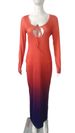 Women's Ombre Floral Print Long Sleeve Backless Tie Bodycon Midi Dress – Casual Fall Office Gown_ecoleips.com