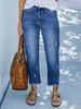 K Cowboy Women's Loose Straight Leg Pants With Torn Edges And Holes_ecoleips.com