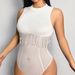 Summer New Spice Girl Mesh Splicing Onesie Diamond Chain Fringed Sleeveless Tight Inner Vest_ecoleips.com
