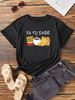Women's Fashionable Casual Round Neck T-Shirt Summer Style Short Sleeved Cartoon Letter Biscuit Print_ecoleips.com