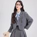 Women's Professional Blazer And Skirt Set Youthful Academic Style for Interviews Speeches And Formal Occasions Wrinkle-Resistant Polyester Blend_ecoleips.com
