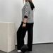 Women's Stripe Hooded Mid-Sleeve Top & Solid Straight-Leg Pants 2-Piece Set, Casual Elegant Outfit Breathable And Lightweight_ecoleips.com