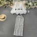 Premium Chic High End Women's Suit Fitted Ruffled Top High Waisted Sequined Hem_ecoleips.com