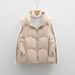 Winter Siyu Women's 90% Vest Solid Color Simple Wave Pattern Down Jacket Loose Short Trendy_ecoleips.com