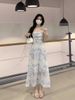 Summer Floral Print Chiffon Halter Dress Set Women's Knitted Cardigan Outerwear Two-Piece Suit Korean Style Commute Fashion_ecoleips.com