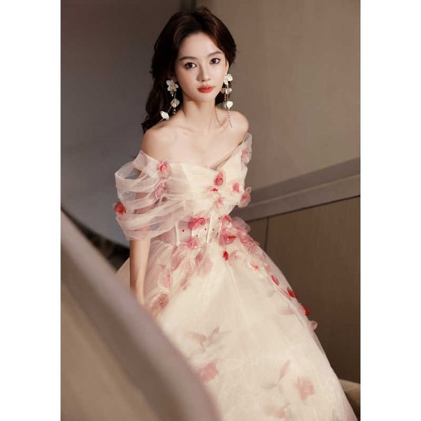 Wedding Dress, Fashionable Off-the-shoulder Gown, 2026 New Model, Host Performance Outfit, Light Luxury Niche, Runaway_ecoleips.com