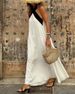 Women's Clothing Spring New Women's Wear Elegant Halter Cross Back Contrast Color Dress_ecoleips.com