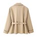 Women's Fashion Short Trench Coat With Belt Lapel European American Style Lightweight Outerwear For Autumn 2025 New Arrival_ecoleips.com